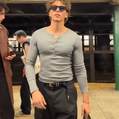 Men's Henley Neck Long Sleeve Shirt, Smooth and Soft Cotton Blend Tee, Casual & Layering Essential