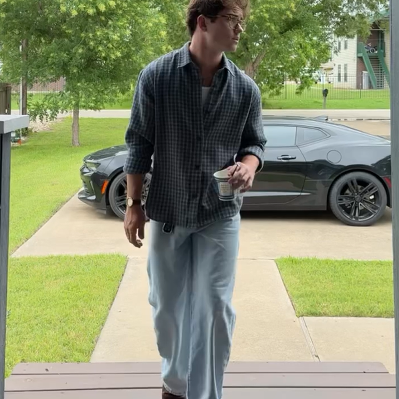 Men's Brushed Autumn and Winter shirt, Vintage Cotton Plaid Shirt, Business Casual Shirt, All-match Shirt for Daily Wear