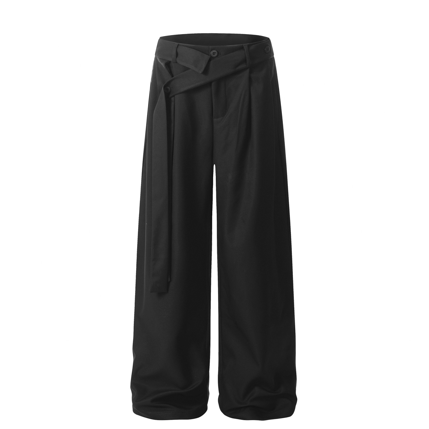 Men’s Vintage Wide-Leg Dress Pants – Unisex Smooth Drape Trousers with Curved “Scimitar” Cut, Loose Retro Streetwear Style