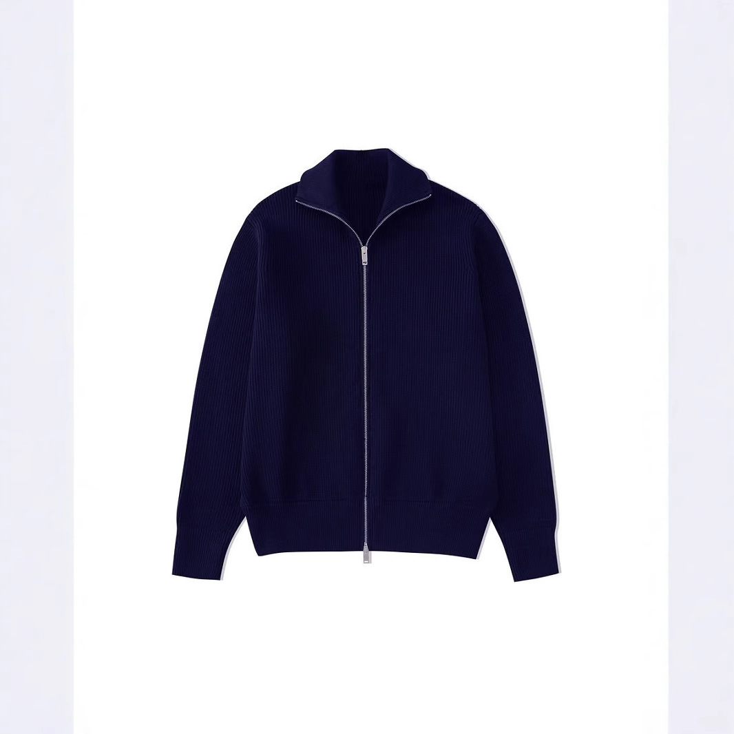 Spring Heavyweight Double Zipper Knit Cardigan — Warm Half Turtleneck Sweater Jacket for Men and Women