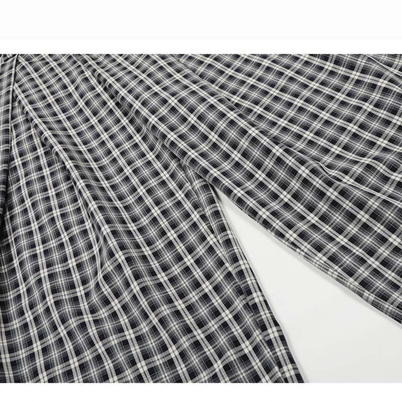 Unisex Pleated Checkered Wide-Leg Pants – Minimalist Retro Loose Trousers, Gender-Neutral Design for Stylish Everyday Wear