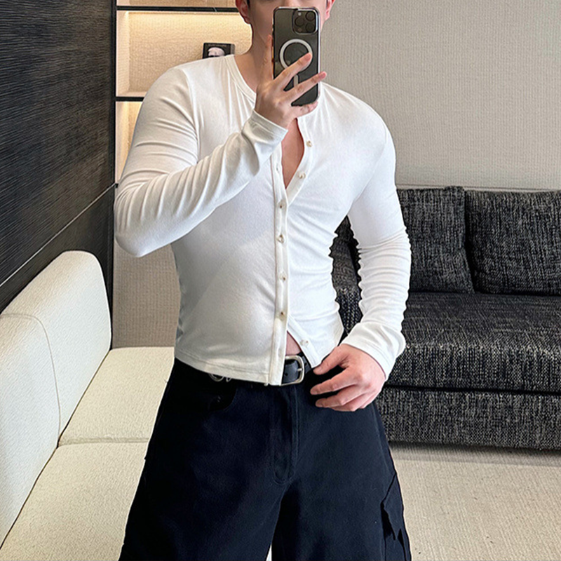 Men's Slim Fit Multi-Button Cardigan, Cotton Milk Protein Fiber Sweater, Soft And Smooth, Business Casual And Versatile Layering Item