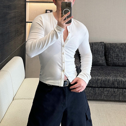 Men's Slim Fit Multi-Button Cardigan, Cotton Milk Protein Fiber Sweater, Soft And Smooth, Business Casual And Versatile Layering Item