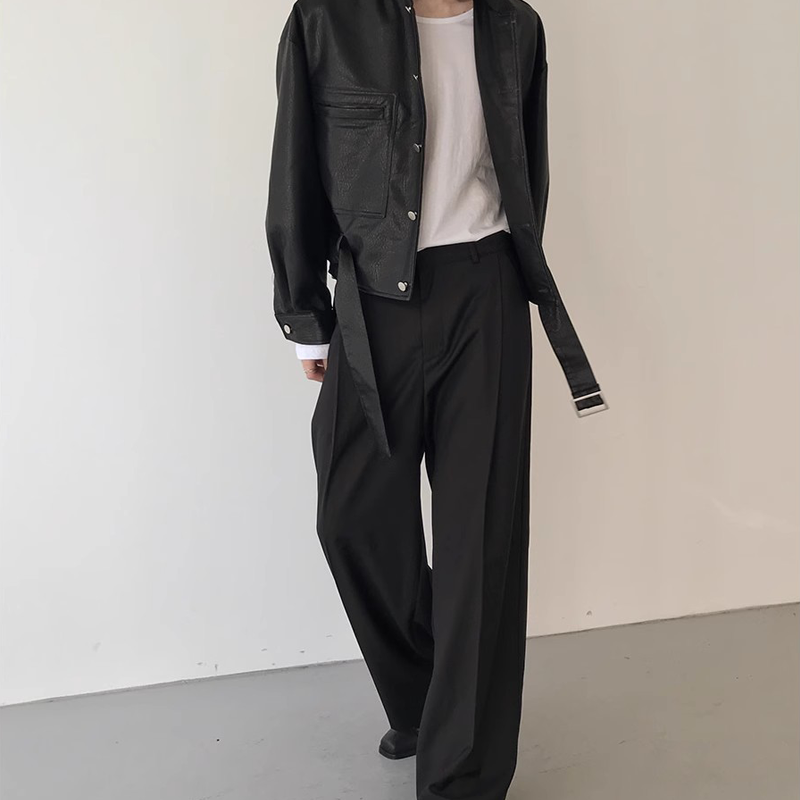 Men's Baggy Wide Leg Trousers, Deconstructed Design with Draping Fit, Business Casual Loose Fit Dress Pants