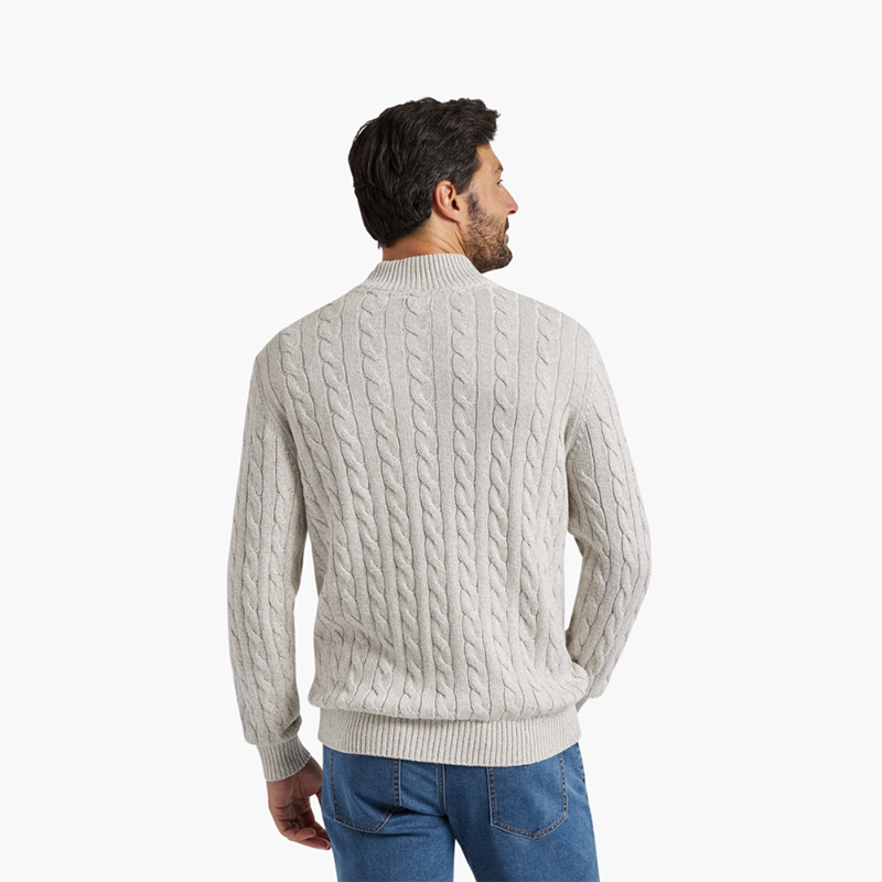 Men's Heavyweight Half Zip Mock Neck Sweater, Cotton Chunky Knit Zip Pullover