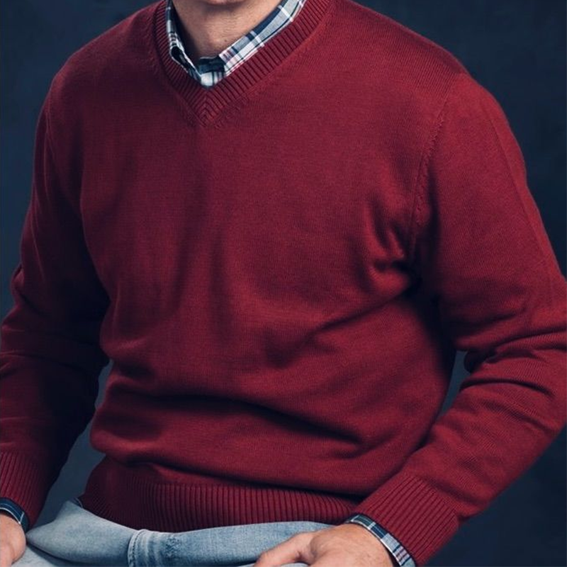 Men's Christmas Day V-Neck Knit Sweater, Versatile Business Casual Pullover, Christmas Gift for Him