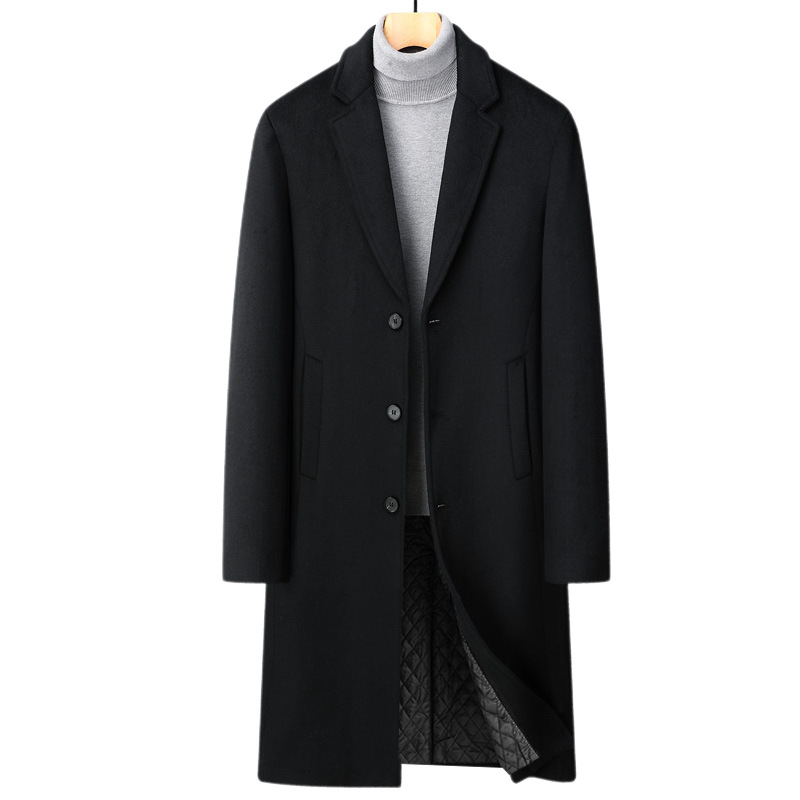 Fall and Winter New Men's Wool Overcoat, Knee Length Single Breasted Dress Coat, Winter Coat for Business Casual and Daily Wear