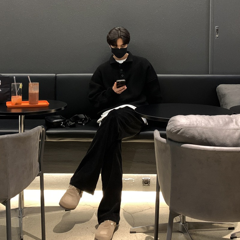 Winter Men's Polo Neck Knit Sweater, Ultra-Soft Polo Sweater, Business Casual Knit, Spandex Stretch Comfort Pullover