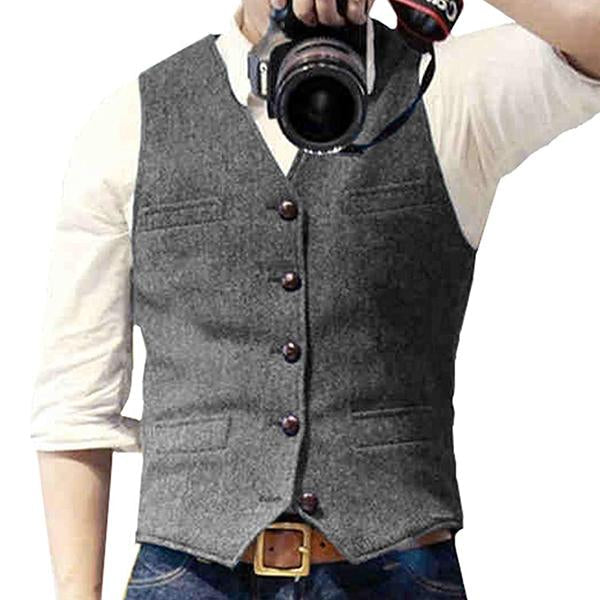 Men’s Herringbone V-Neck Suit Vest