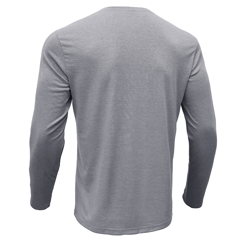 Men's Long Sleeve Crew Neck Henley Shirt Perfect for Gentlemen