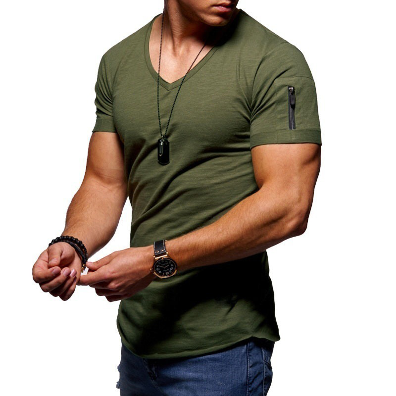 Elegant Men's V-Neck Solid Oversized Casual Short Sleeve T-Shirt