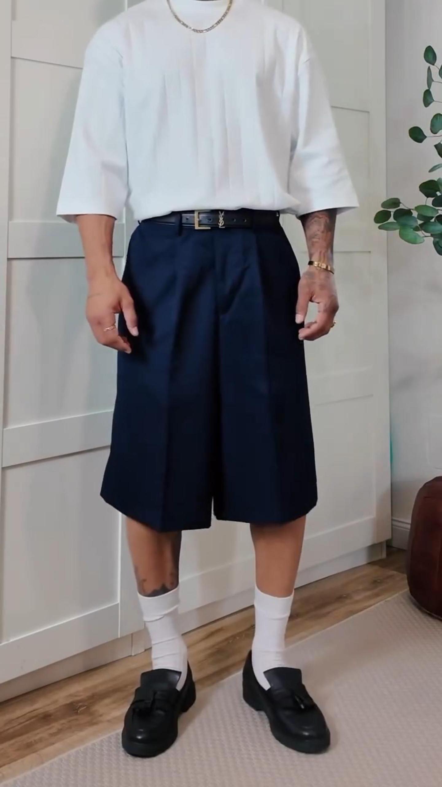 Men's Summer Loose Wide-Leg Cropped Trousers