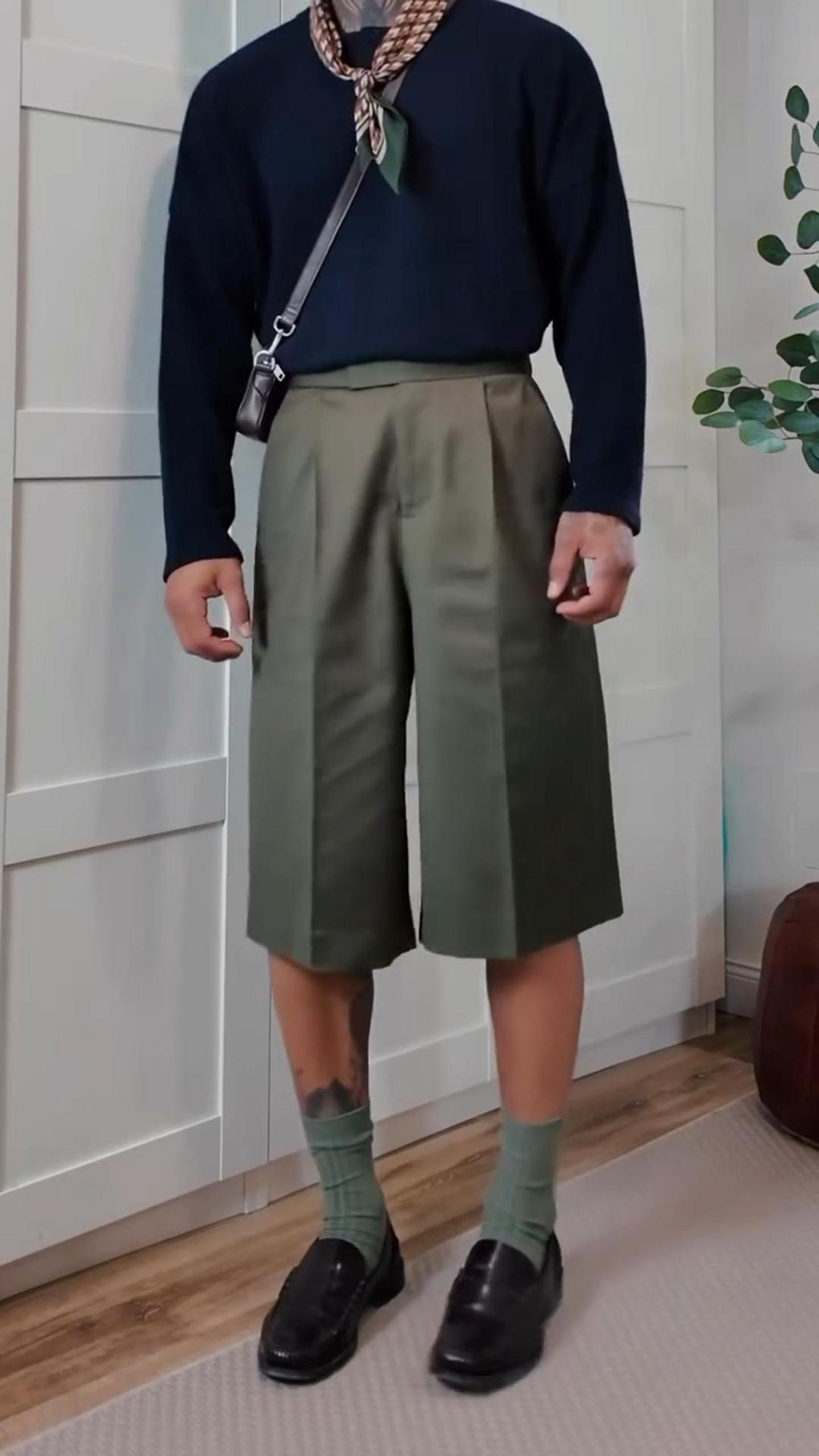 Men's Summer Loose Wide-Leg Cropped Trousers