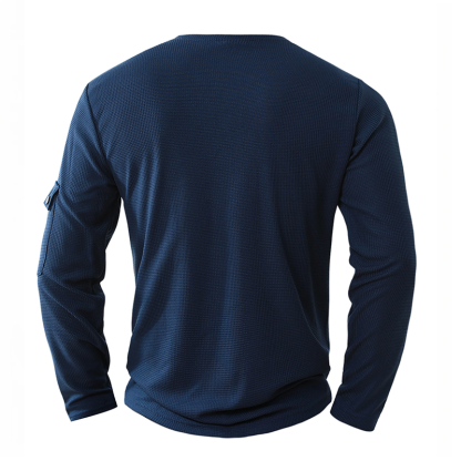 Men's Faux Two-Piece Thermal Long Sleeve T-Shirt V-Neck Layered Shirt