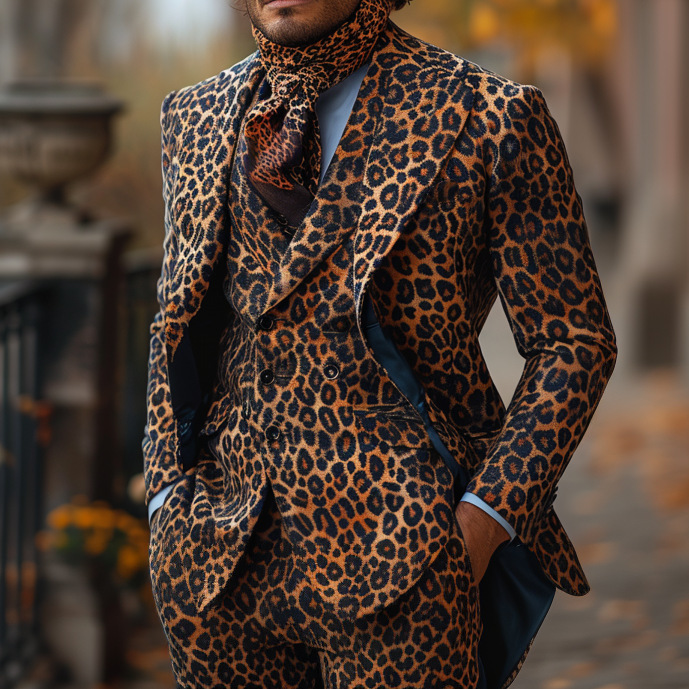 Men's Animal Print Fit Suit Set