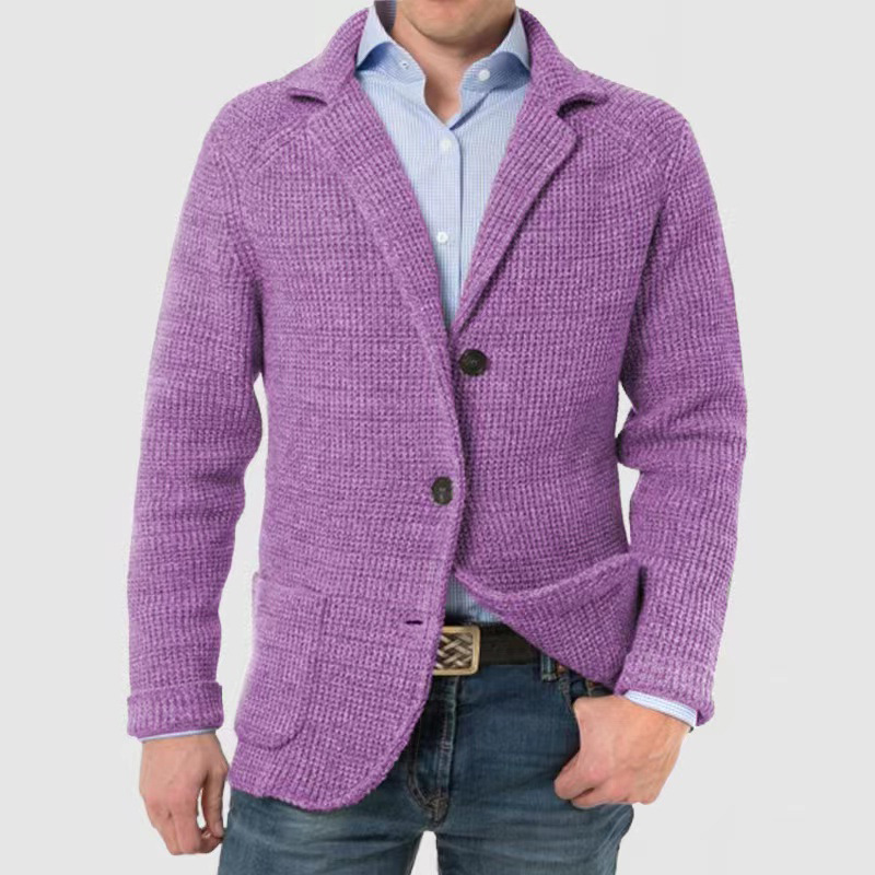 Men's Stand Collar Knit Blazer Jacket