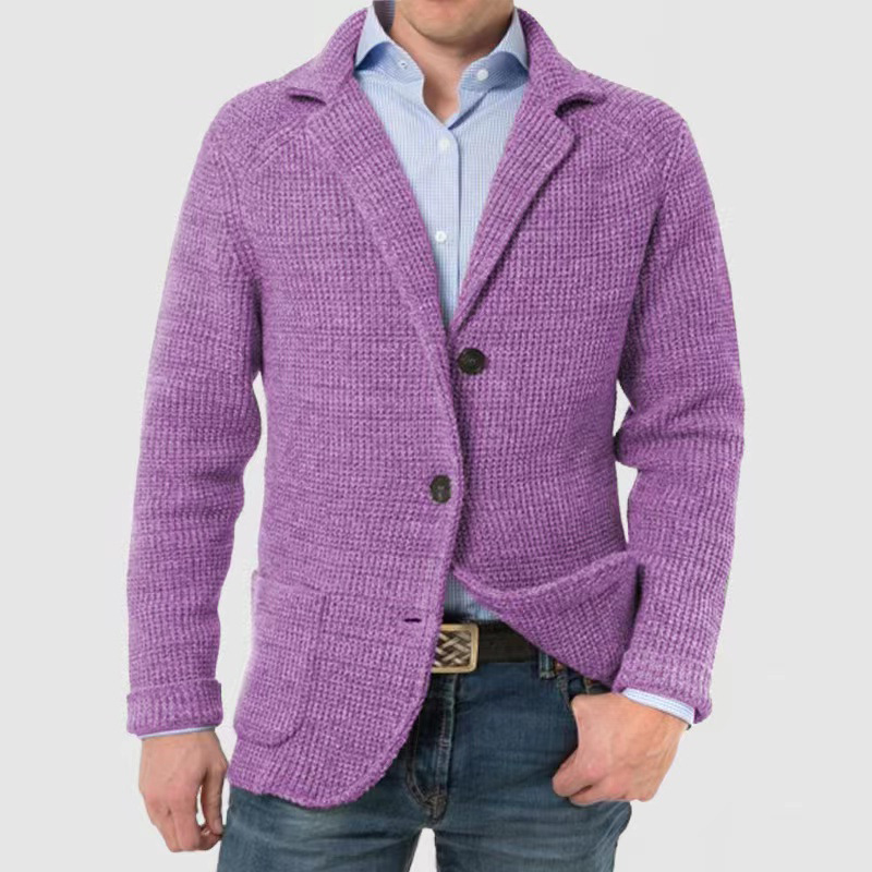 Men's Stand Collar Knit Blazer Jacket