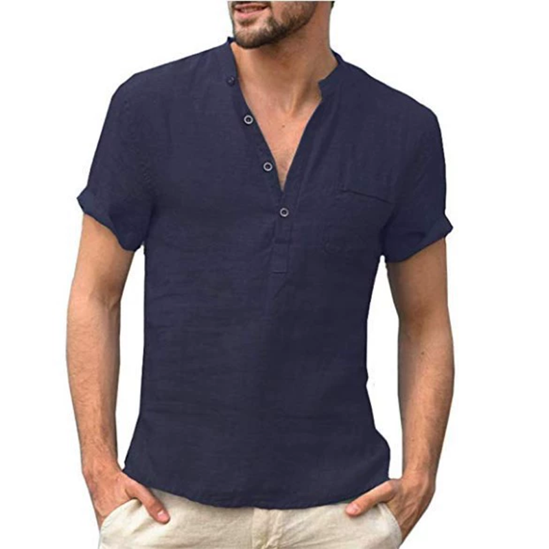 Men's Summer Cotton Linen Shirt - Casual Top For Beach, Travel, Or Urban Style