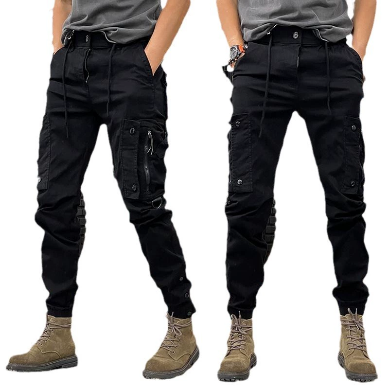Men's Tactical Cargo Pants - Utility Workwear Outdoor Adventure Straight-Leg Elastic Ankle Joggers