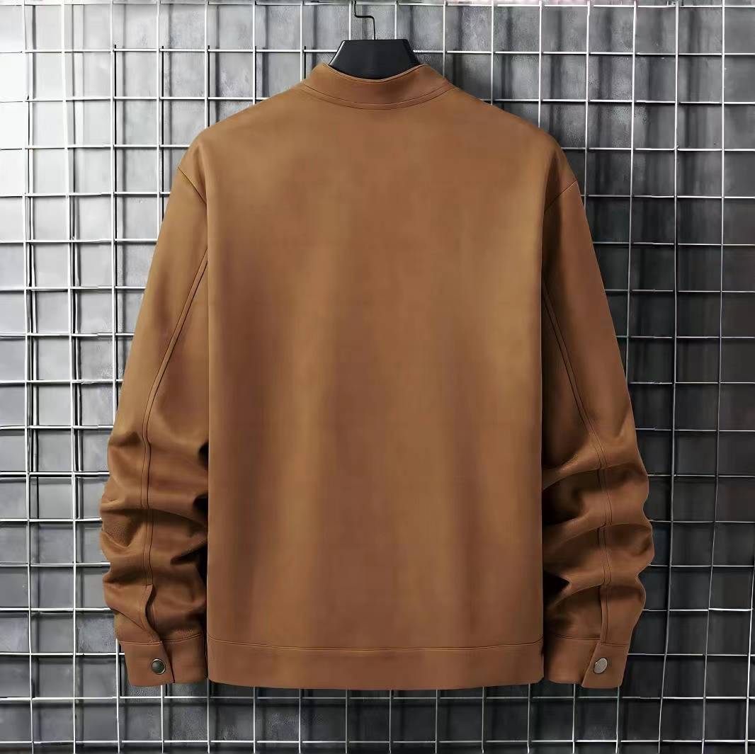 Large Size Men's Fashion Zipper Suede Jacket