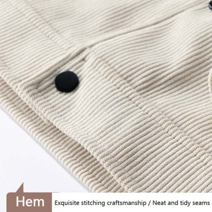 Corduroy Jacket For Men, Spring And Autumn Trendy Versatile Casual Workwear Coat, Stylish And Breathable, Wear-Resistant, Multi-Pocket, Wrinkle-Resistant, Windproof Turn-Down Collar Jacket.