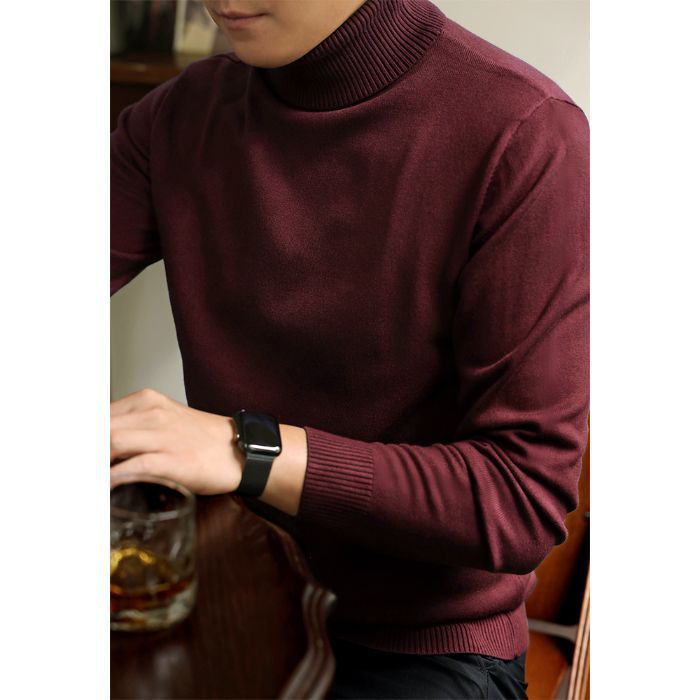 Men's Autumn/Winter Thickened Turtleneck Sweater – Warm Knit Base Layer, Foldable Collar, Machine Washable