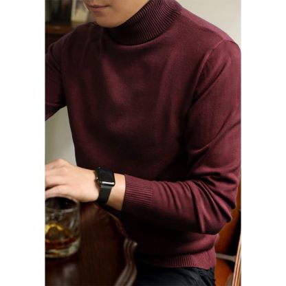 Men's Autumn/Winter Thickened Turtleneck Sweater – Warm Knit Base Layer, Foldable Collar, Machine Washable