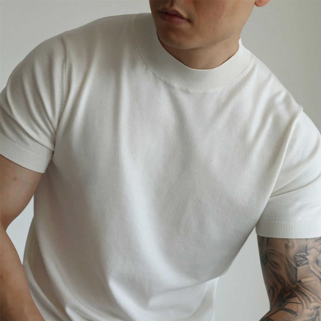 Men's Summer Round Neck Design Slim Short Sleeves