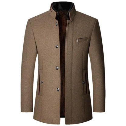 Men's Wool Jacket Windbreaker Stand Collar Business Casual Suit Coat Jacket