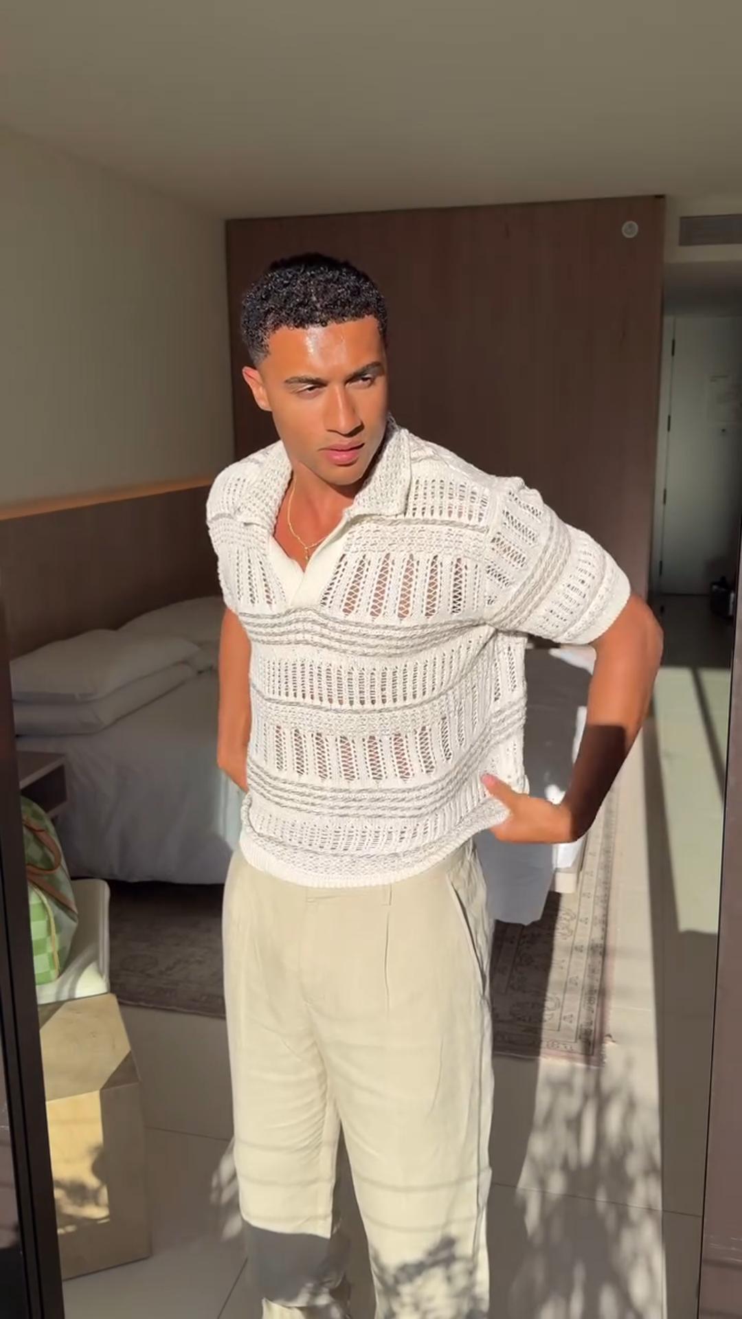 Men's Summer Knitted Sweater With Polo Collar And Short Sleeves