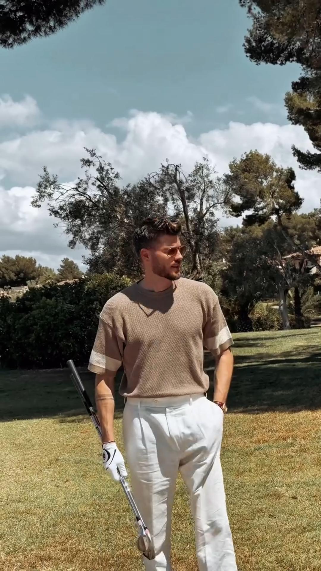 Simple Style Knitted Short-Sleeved T-Shirt Men's Summer Loose Round Neck Top