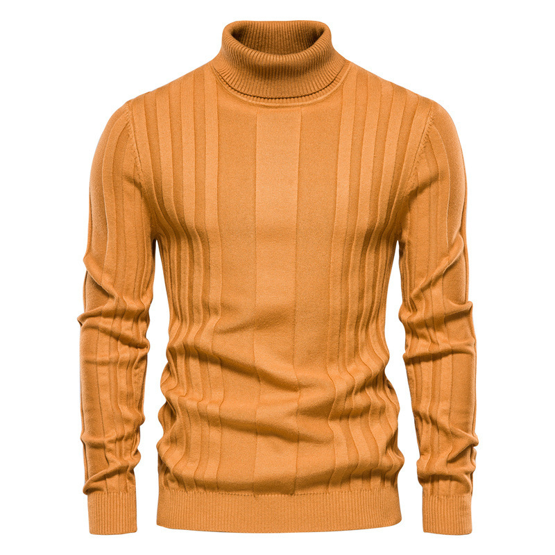 Sweater Autumn New Men's High Neck Casual Knit Warm Base Shirt Men's Solid Color Pullover
