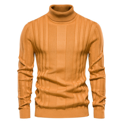 Sweater Autumn New Men's High Neck Casual Knit Warm Base Shirt Men's Solid Color Pullover