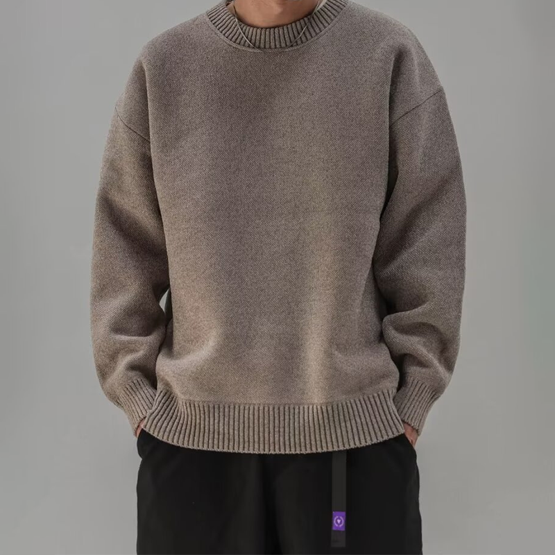 Men's Autumn and Winter Pullover Crew Neck Sweater, Classic Ribbed Men's Casual Sweater, Soft & Comfortable, Men's Knitted Pullover