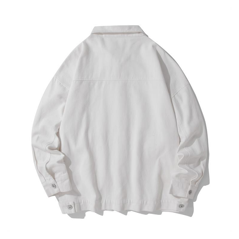 Men's Solid Color Work Jacket with Multiple Pockets, Casual Utility Coat for Everyday Wear, Relaxed Fit Outdoor Jacket for Men