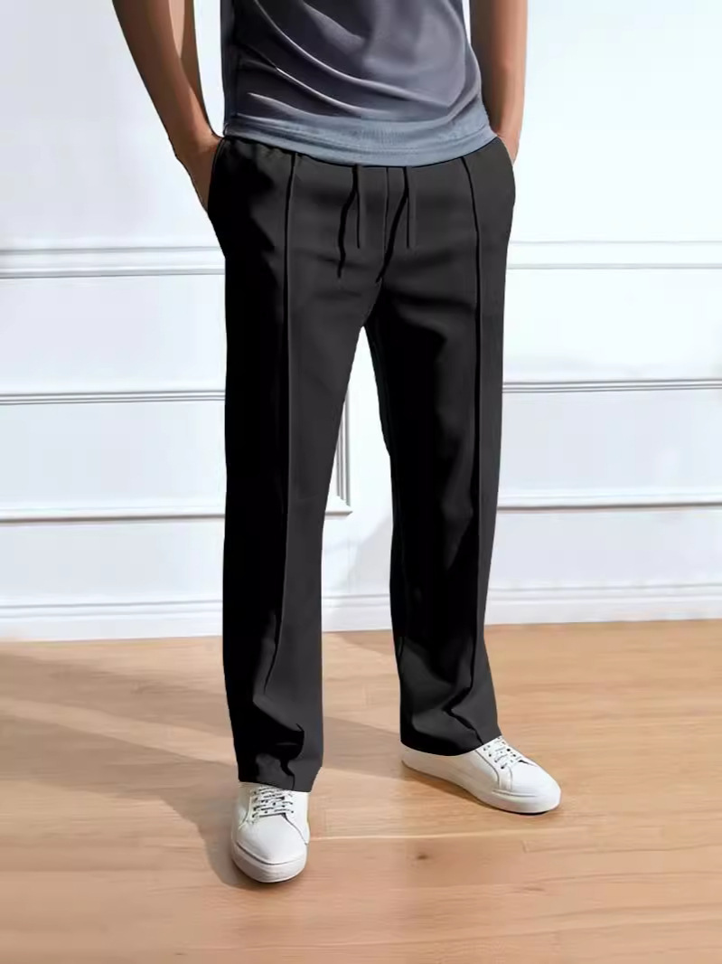 Men's High-Waisted Solid Color Casual Sweatpants with Adjustable Drawstring – Perfect for Sports & Everyday Comfort