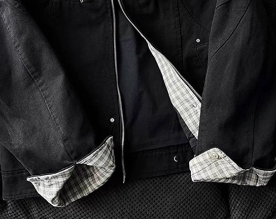 Men's Heavyweight Washed Canvas Stand Collar Denim Jacket, Spring & Fall Harrington Workwear Bomber Coat, Streetwear-Inspired Utility Jacket