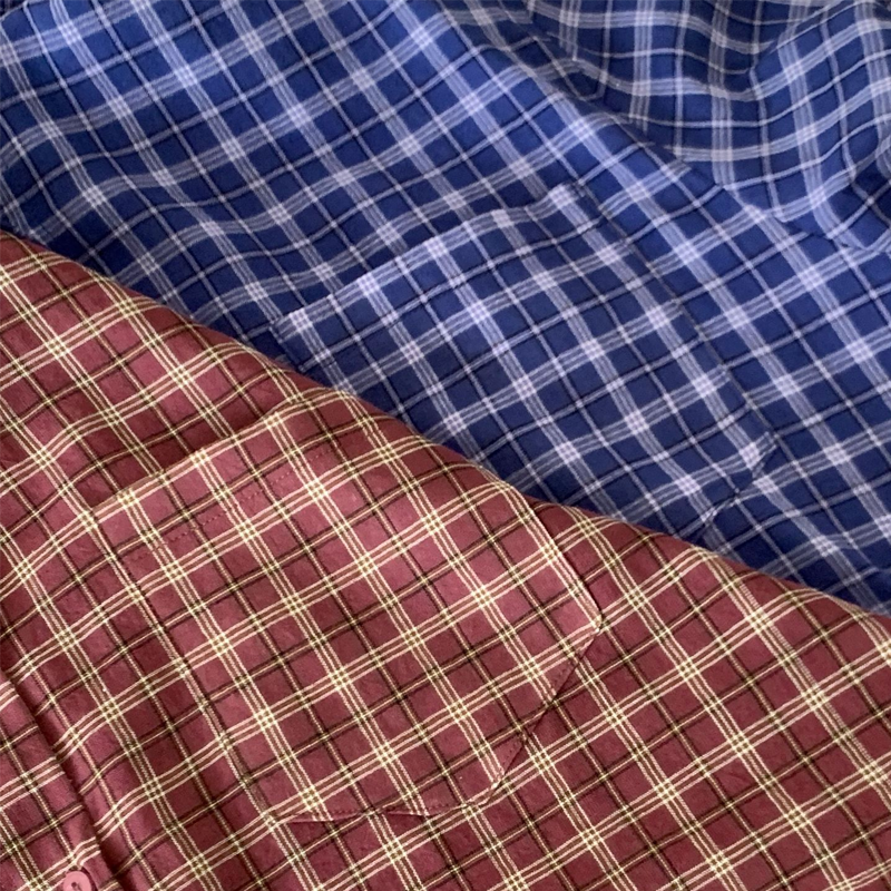 Men's Vintage Cotton Red & Blue Checked Shirt, Unisex Oversized Fit, Couples Outfit, Valentine's Day Gift