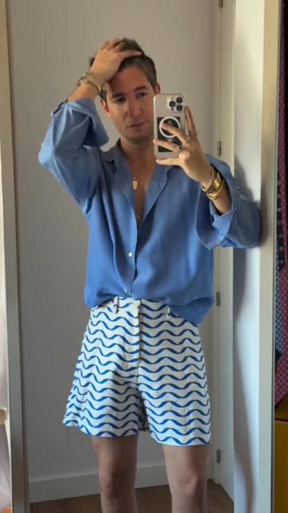 Men's Summer Wave Stripe Casual Loose Shorts