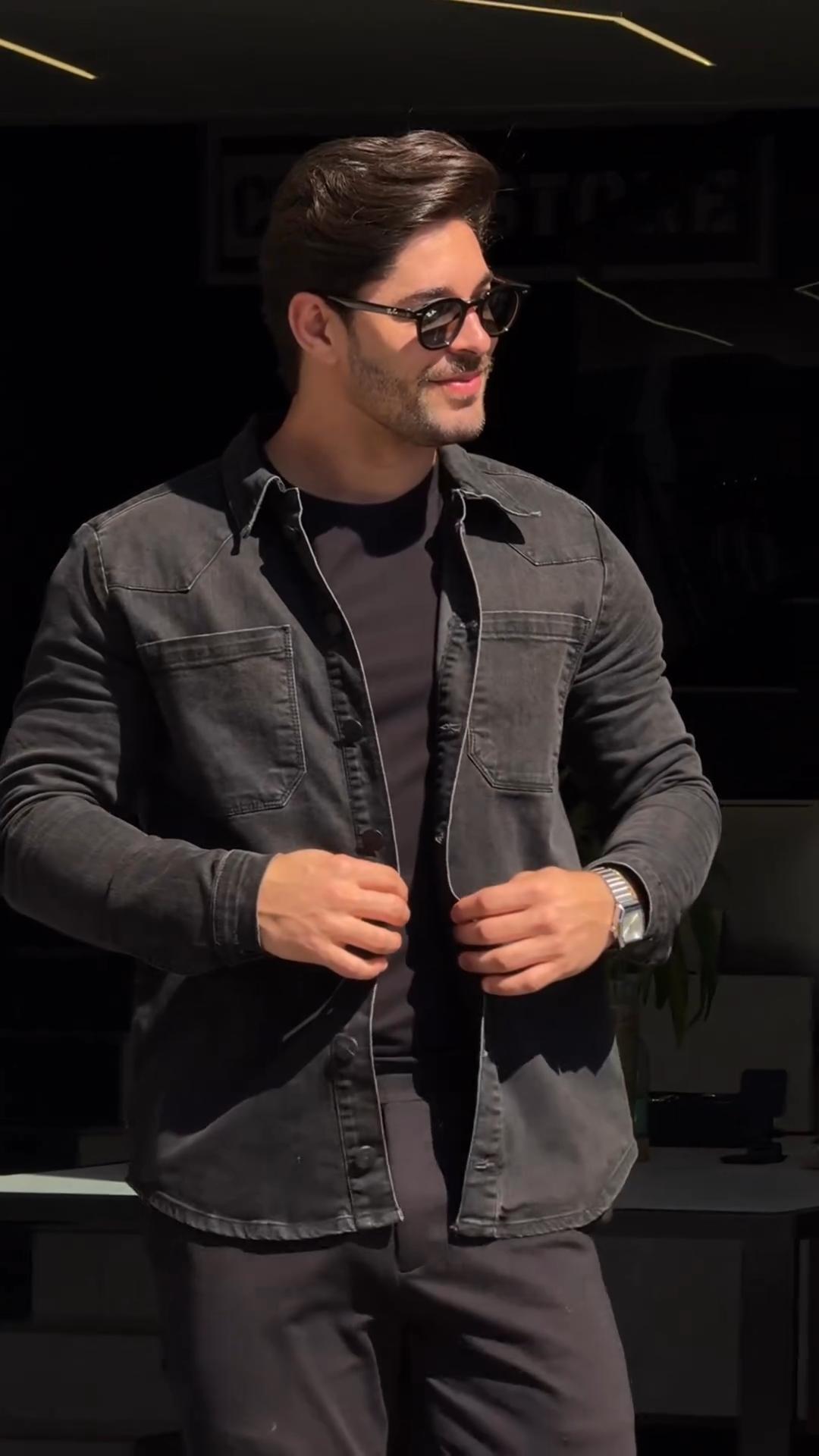 Men's Long-Sleeved Heavy Washed Distressed Lapel Casual Cotton Shirt Jacket