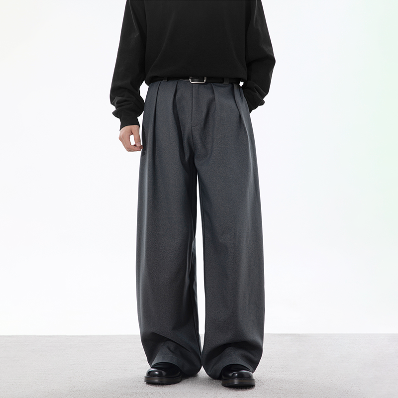 2025 Autumn New Men's Retro Casual Pants, Loose Straight Casual Pants, Smooth Drape Suit Trousers, All-match For Daily and Business Wear 