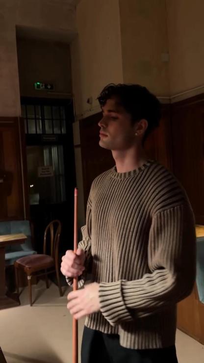 Relaxed Round-Neck American Men's Knitted Lazy Style Striped Spring And Autumn Long-Sleeved T-Shirt