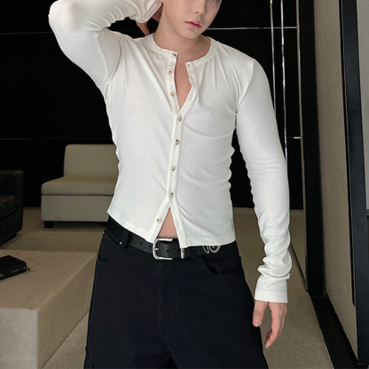 Men's Slim Fit Multi-Button Cardigan, Cotton Milk Protein Fiber Sweater, Soft And Smooth, Business Casual And Versatile Layering Item