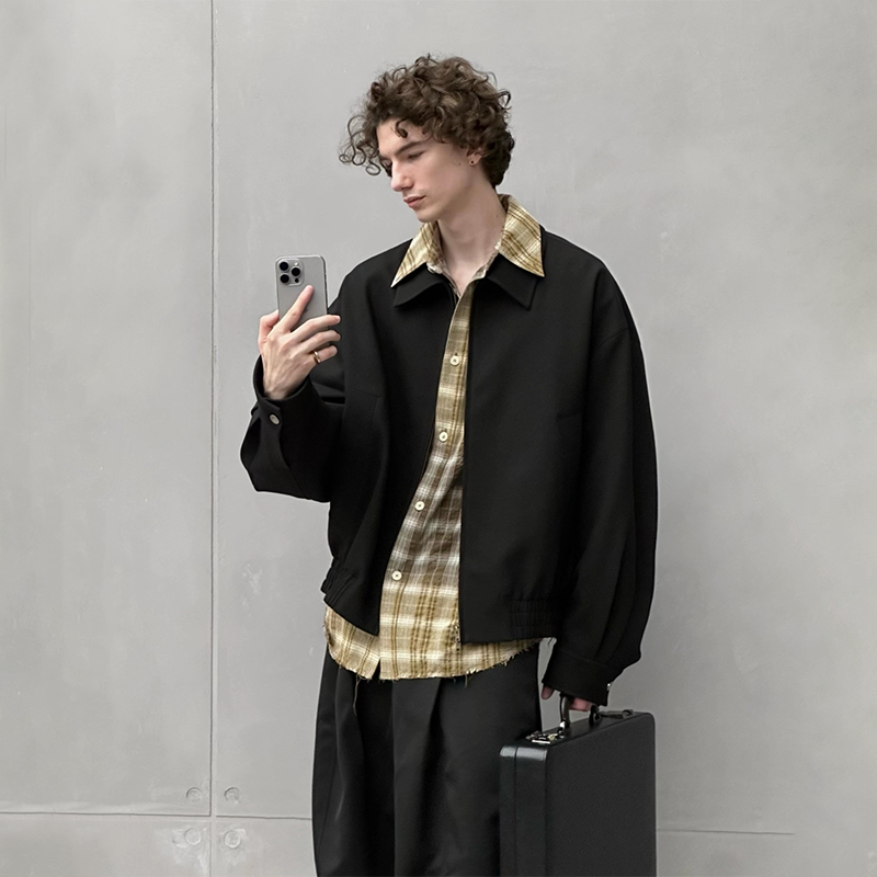 New Men's Vintage Bomber Jacket, Classic American Style Inspired Stand Collar Zip Up Coat, Casual Workwear Inspired Fall Outerwear