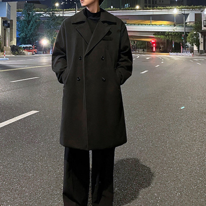 Men's Heavyweight Winter Trench Overcoat, Winter Dress Overcoat, Elegant Winter Long Coat