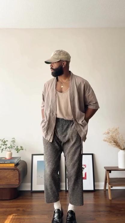 Gauze Plaid Three-Dimensional Tailoring Loose Version Pleated Wide-Leg Casual Commuter Trousers