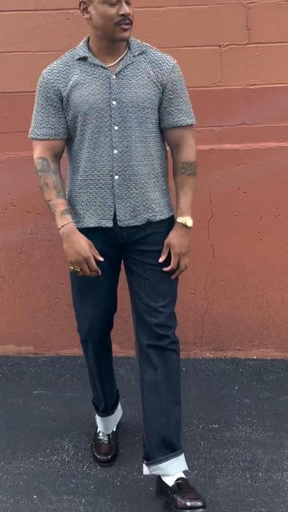 Men's Summer Wave Woolen Fabric Short-Sleeved T-Shirt, Light And Breathable