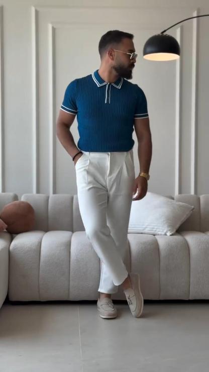 Men's Summer Casual All-Match Contrast Color Short-Sleeved Polo Shirt