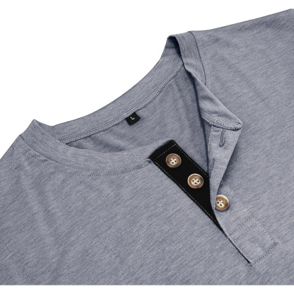 Men's Long Sleeve Crew Neck Henley Shirt Perfect for Gentlemen
