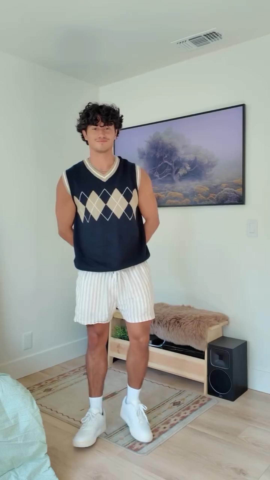 Men's Summer Linen Casual Style Versatile Striped Shorts